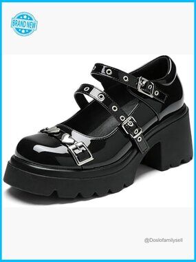 Platform Mary Janes Chunky Heels Kawaii Bow Vintage Lace Up Dress Pumps